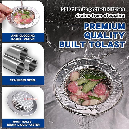 2PC Kitchen Sink Drain Strainer Stainless Steel