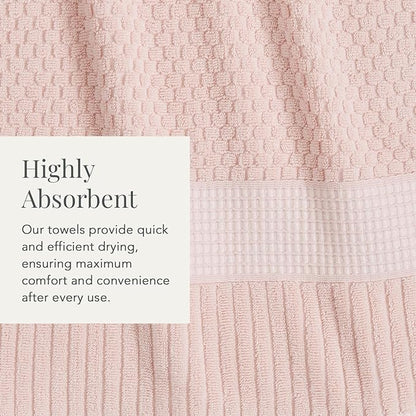 NY Loft 100% Cotton 6 Piece Bath Towel Set | Pink Towels | Soft & Absorbent