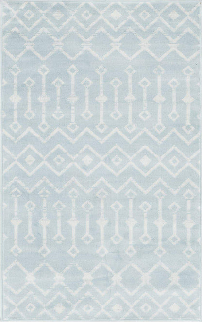 Rugs.com Geometric Kasbah Trellis Collection Rug – 3' X 5' Light Blue Low Pile Rug Perfect for Living Rooms, Large Dining Rooms, Open Floorplans