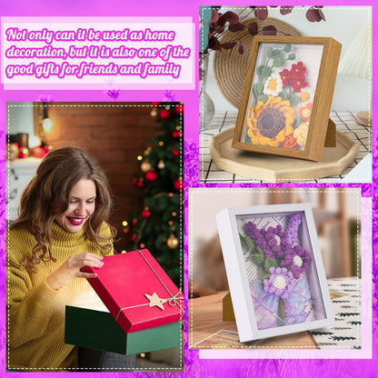 IMZAY Lavender Crochet Kit with Photo Frame, Lavender Knitting Weaving Set with Yarn, Hooks, Instruction, Stitching Markers, Fiber Fill, Floral Wire, Crochet Set for Mother's Day & Christmas