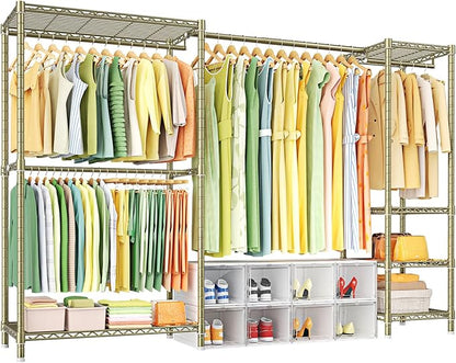 Ulif E10 Clothes Rack（With Stretchable Hanger Rod）Freestanding Clothing Racks