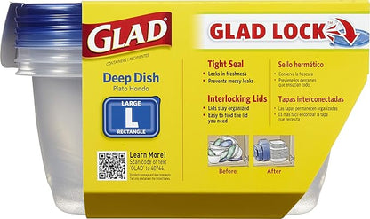 Glad GladWare Deep Dish Food Storage Containers, Large Rectangle