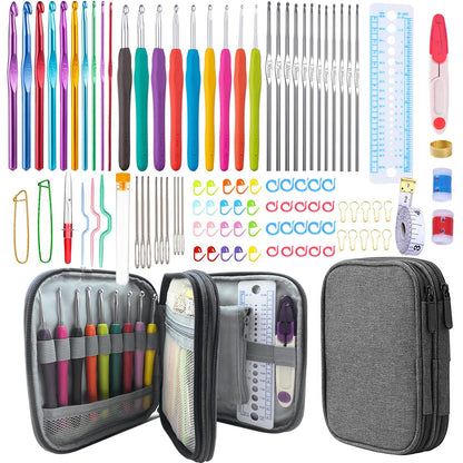 Weabetfu 102pcs Crochet Hooks Set Crochet Hook Kit with Case Ergonomic Crochet Needles for Arthritic Hands and Crochet Accessories Complete Crochet Set for Beginners & Experieced Crochet Lovers