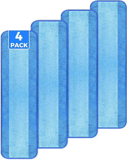 4-Pack Microfiber Cleaning Pads, 18-Inch Microfiber Mop Pads Compatible
