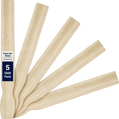 Ultra Sturdy 21in Paint Stir Sticks 5 Pack. Sanded Wood Paddle Stirrers for Mixing Epoxy or Paints in 5 Gallon Buckets. Great for Yard Signs or Garden Stakes, Vegetable Marking and Creative Projects