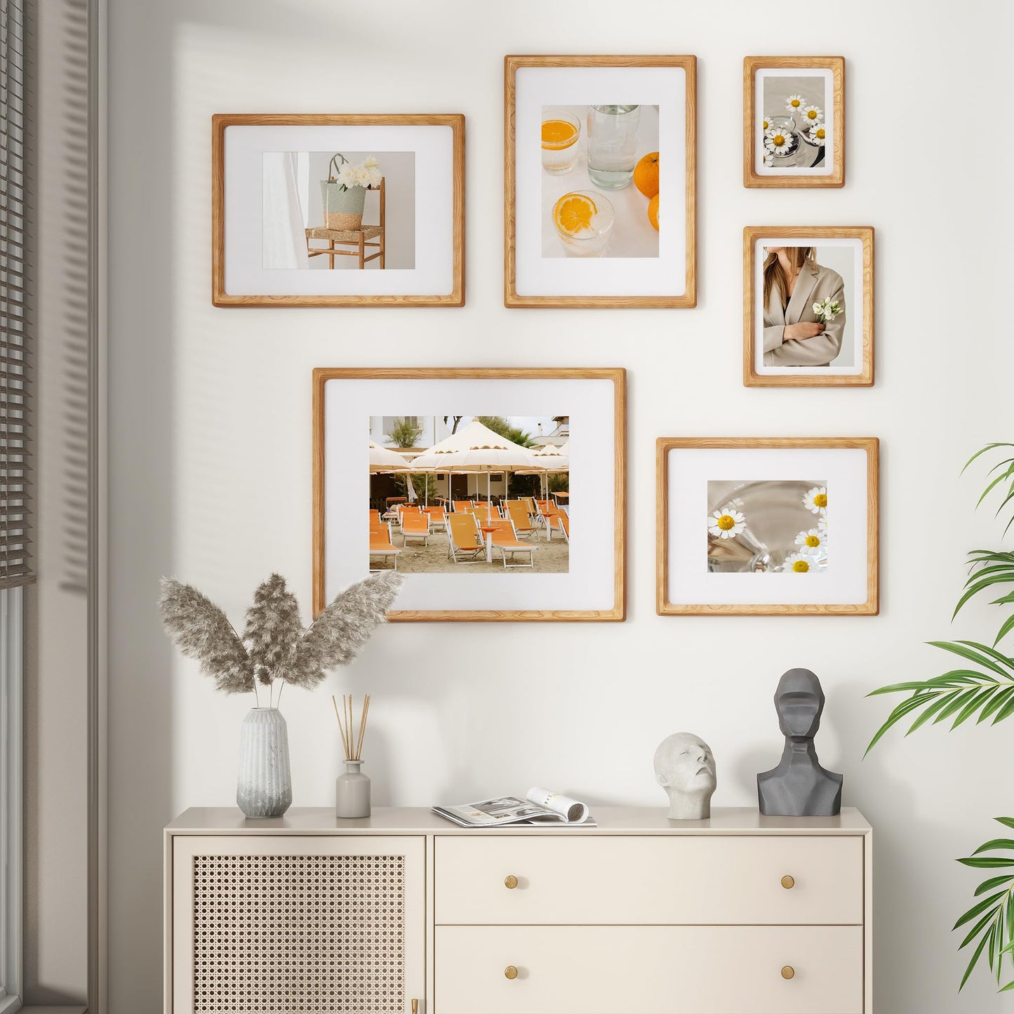 11x14 Picture Frame, USA-Sourced Natural Cherry Wood Photo Frame with Tempered Glass, Handcrafted Rounded Corner 11 x 14 Wooden Frame Matted to 8x10 Photos, Hanging Hooks Included