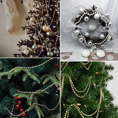 16.4 FT Pearl Beads Garland for Decoration, 12MM Ivory Craft Pearl Beads String Roll Spool for DIY Craft Wedding Party Christmas Tree Decoration