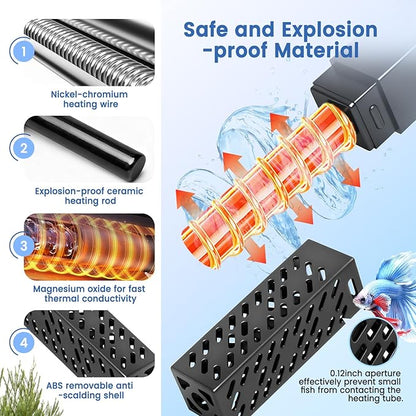 hygger Aquarium Heater, Upgraded Ceramic 50W Small Fish Tank Heater with Digital LED Controller, Fast Heating, Precise Temperature Control, Turtle Tank Heater for Freshwater/Saltwater