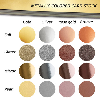 A4 Metallic Thick Cardstock, 32 Sheets 250 gsm Card stock Paper for Card making Scrapbook,School Projects, Shiny Metallic Cardstock Assortment Glitter, Mirror, Foil, Pearlescent