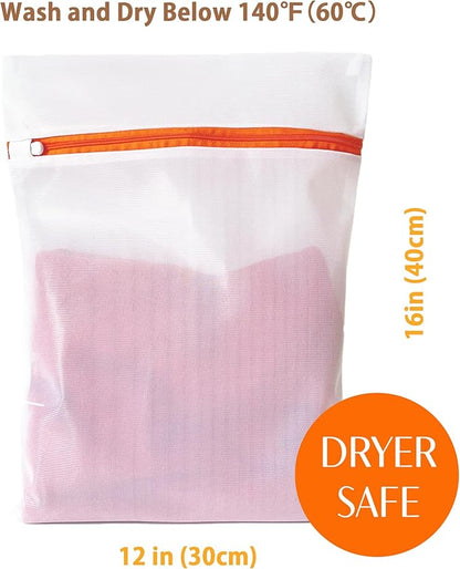 4 Pack Mesh Laundry Bags for Delicates 12inx16in, Dryer Safe, Breathable Fine