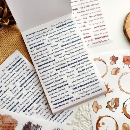 ZHIJIANHZ Transparent PET Quote Stickers, 48 Sheets 1100+ Pcs Scrapbook Supplies, Word Stickers for Journaling, Vision Board, Card Making, Junk Journal