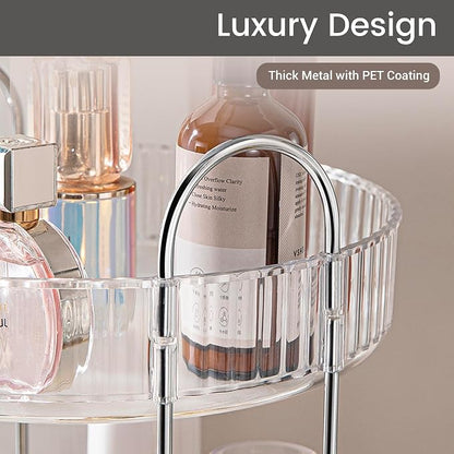 Aveniee Rotating Makeup Organizer for Vanity, Skincare Perfume Organizers for Bathroom Countertop, Clear Cosmetic Make Up Storage for Dresser, Lipstick Product Spinning Holder,1 Tier, Grey