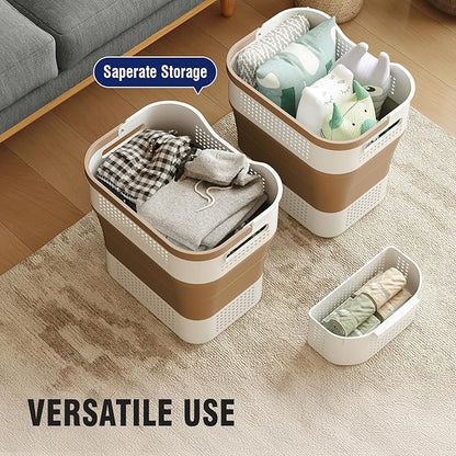 TECHMILLY Collapsible Plastic Laundry Basket Hamper