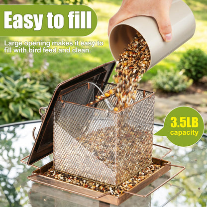 IWNTWY Bird Feeder, Heavy Duty Metal Bird Feeders for Outdoor Hanging, Waterproof Wild Birdfeeder for Garden Yard Outside Backyard, 3.5LB Large Capacity