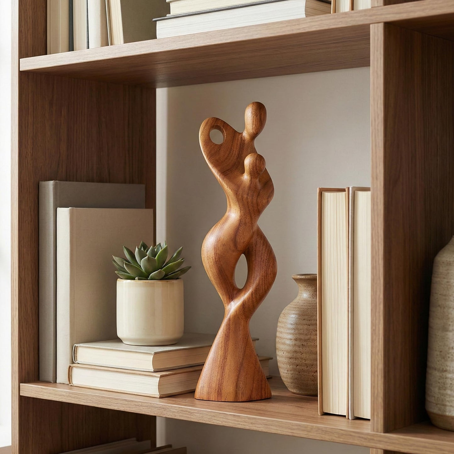 G6 Collection 14" Wooden Handmade Abstract Sculpture Statue Handcrafted Gift Art Decorative Home Decor Figurine Accent Wood Decoration Artwork Hand Carved Dance with Me