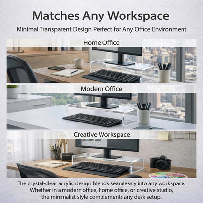 Japard Acrylic Monitor Stand, Premium Large Monitor Riser 20 inch, Crystal Clear Acrylic Computer Stand Laptop Desk Stand for Home Office Printer TV Screen Keyboard Storage