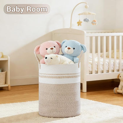 Tall Laundry Basket with Handles, 88L Portable Dirty Clothes Hamper, Boho