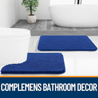 OLANLY Large Bathroom Rugs 59x35, Extra Soft Absorbent Chenille Bath Rugs, Rubber Backing Quick Dry, Machine Washable Bath Mats for Bathroom Floor, Tub and Shower, Home Decor Accessories, Royal Blue