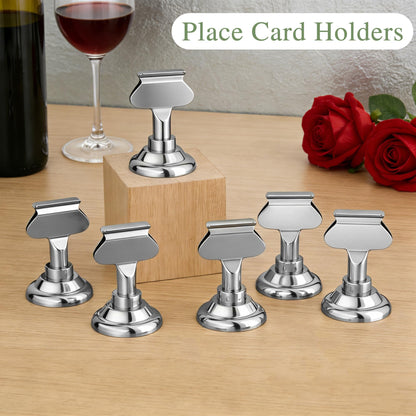 Urban Deco 16PK Table Number Holders Place Card Holders 1.7 Inch Table Card Holders Steel Card Holders for Photos, Food Signs, Memo Notes, Weddings, Restaurants, Birthdays(Silver)