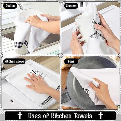 R HORSE Religious Christian Kitchen Dish Towel 5Pcs Bible Verse Scripture