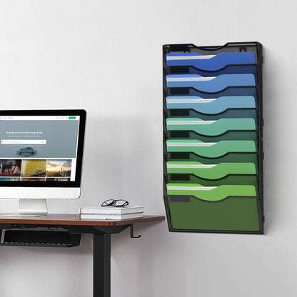 Kuntine.B Wall File Organizer Office Hanging Magazine Holder Wall File Organizer for Office Home (Black, 8 Tier)