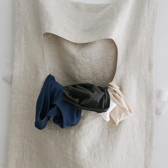 Amazhiyu 100% Linen Door Hanging Laundry Hamper Bag, 19x27 Inches
