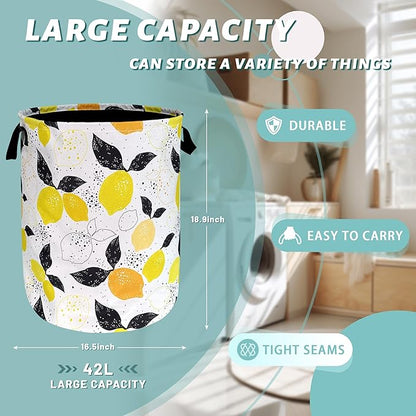 Lemons Laundry Hamper Boho Tropical Fruit Colorful Laundry Basket