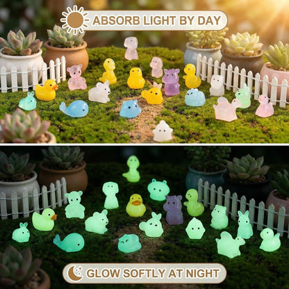 Giasy_Fortune 100Pcs Mini Glow in The Dark Animal Resin Models Mystery Resin Animals Blind Bag DIY Fairy Garden Accessories Aquarium Landscape Bonsai Dollhouse Decor
