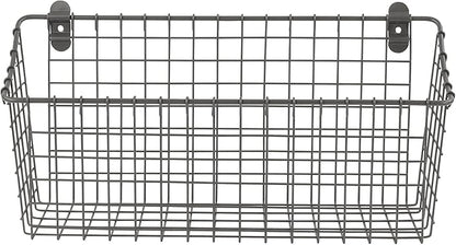 Spectrum Extra Large Wire Wall Mount Storage Basket Industrial Gray, Vintage