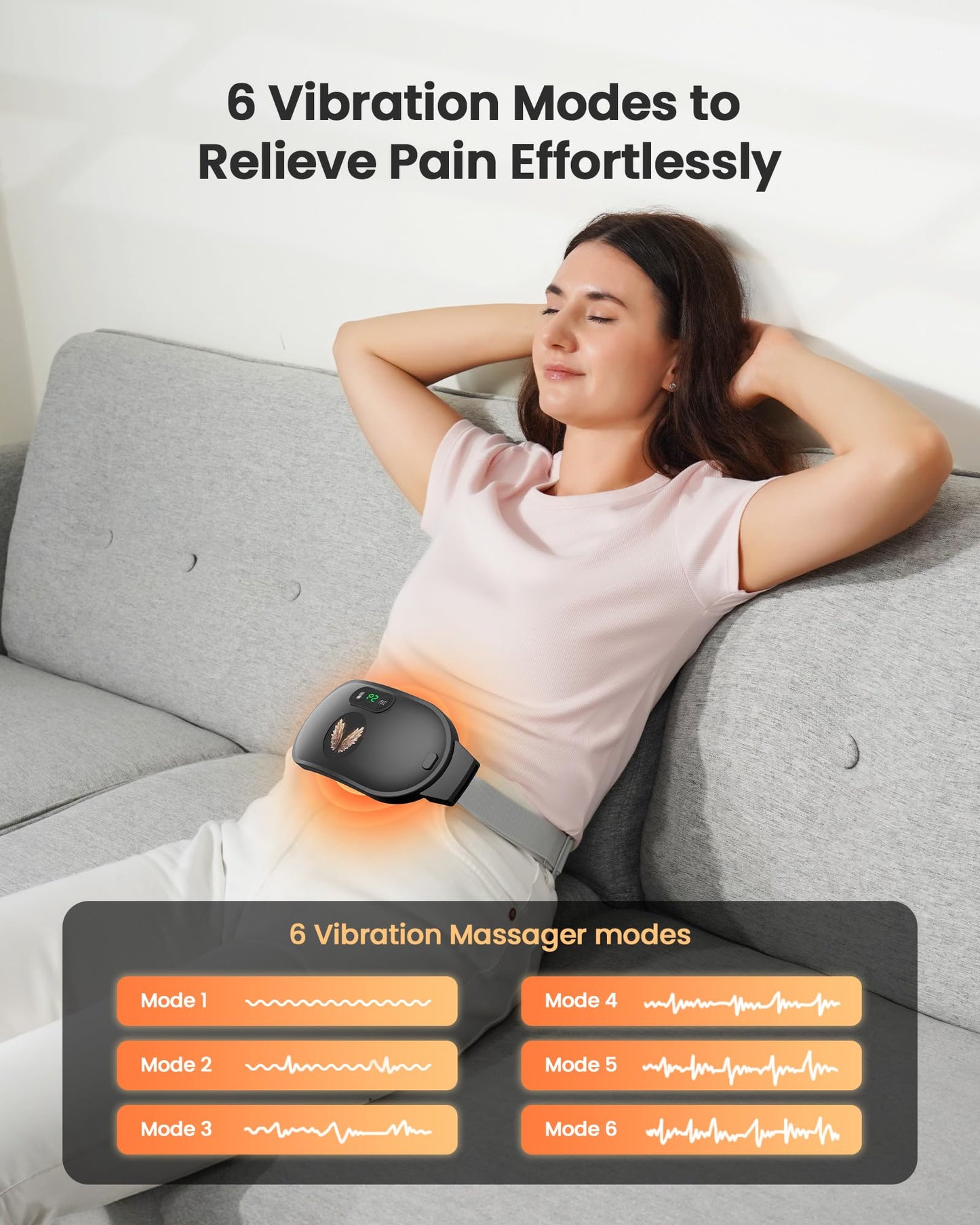 Heating Pad for Period Cramps, Fast Heating with 6 Heat Levels and 6 Massage Modes, Portable Menstrual Heating Pad, Belly Period Massager for Women and Girls, Pink