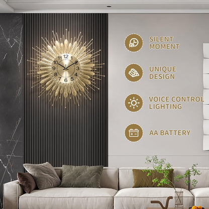 HEBOIX 27" Gold Mid Century Modern Wall Clock，Battery Operated Decorative Decorative Metal Wall Clock for Living Room/Bedroom/Office/Bathroom Wall Art&Clocks