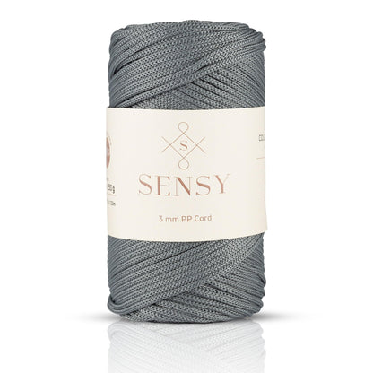 Sensy Premium 3mm 131 Yards Polyester Rope 100% Polypropylene Cord Macrame Cord 3mm Crochet Bag Cord Macrame Rope Crochet Thread Gift for Knitter (Grey)