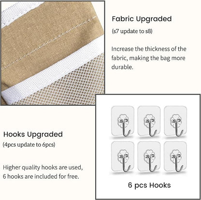 3pcs Middle Wall Hanging Organizer Bag, Linen Fabric Door Hanging Storage Basket