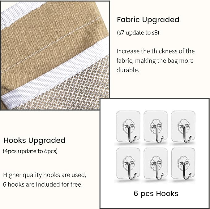 2pcs Middle Wall Hanging Organizer Bag, Linen Fabric Door Hanging Storage Basket