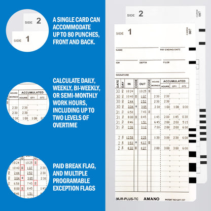 AMANO Calculating Time Clock with WiFi Connection to Free Cloud APP: View Employee Punch Times Remotely from Anywhere, Anytime (MJR-PLUSEZ)