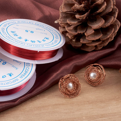 Pandahall 10Rolls Gauge 24 Copper Wire Jewelry Beading Craft Wrapping Making Mixed Color 0.5mm 9m/roll