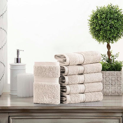 Superior Egyptian Cotton Pile Face Towel/Washcloth Set of 6, Ultra Soft Luxury