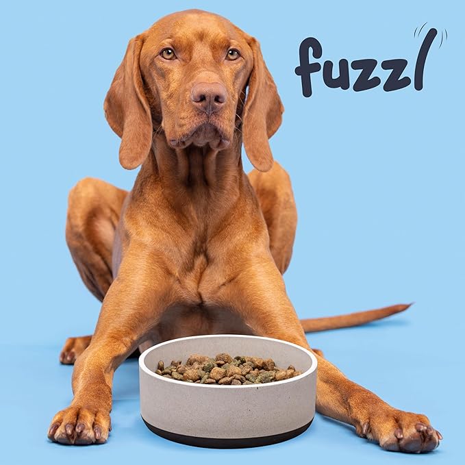 Fuzzl Titan Bamboo Dog Bowl Medium with Ultra Grip Rubber Base Pet Bowl 7 inch