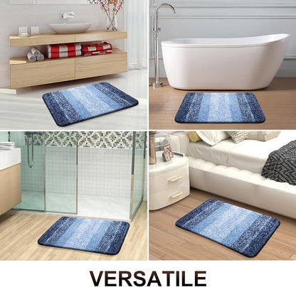 OLANLY Bathroom Runner Rugs Mat 47x20, Extra Soft Absorbent Microfiber Bath Rugs, Rubber Backing, Quick Dry, Washable Long Bath Mats for Bathroom Floor, Tub and Shower, Home Decor Accessories, Navy