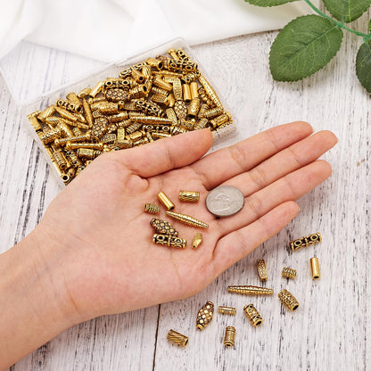 Craftdady 150Pcs Antique Gold Tube Bar Spacer Beads Tibetan Metal Column Barrel Drum Beads for Jewelry Crafts Making Hole:1-3.5mm