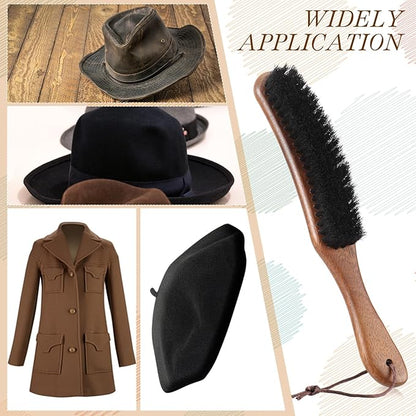 Patelai 2 Pcs Horsehair Felt Hat Brush Kit Lint Brush