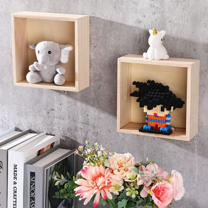 Yookeer 16 Pack Unfinished Wooden Box, 6 x 6 Inch Square Rustic Wooden Box Craft Storage Organizer for Storage, Art Collectibles, Home Decor, Desktop Decor, Plant Pot, Drawer, DIY Craft