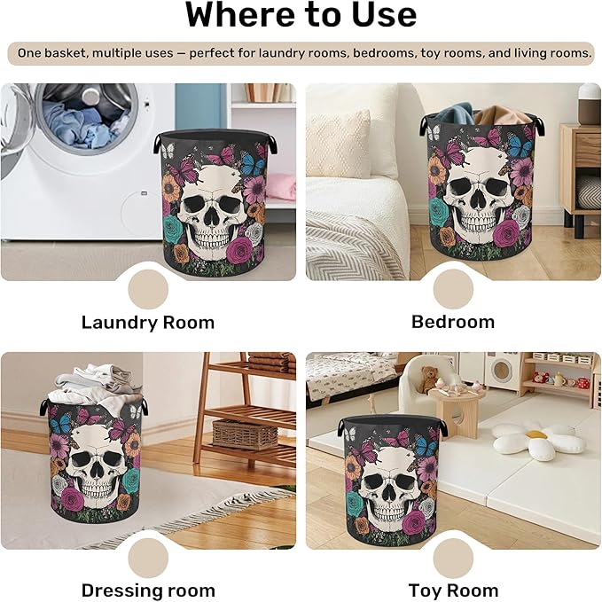 Skull Gothic Laundry Hamper
