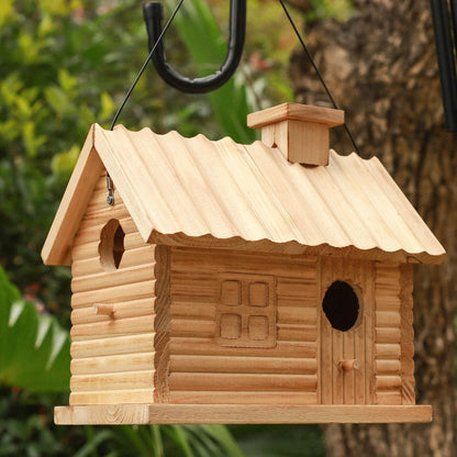 Bird House Outside Outdoor Bird Houses Wooden Bird Hut Clearance 2 Hole Bluebird Finch Cardinals 2 Rooms Hanging Birdhouse for Garden Viewing