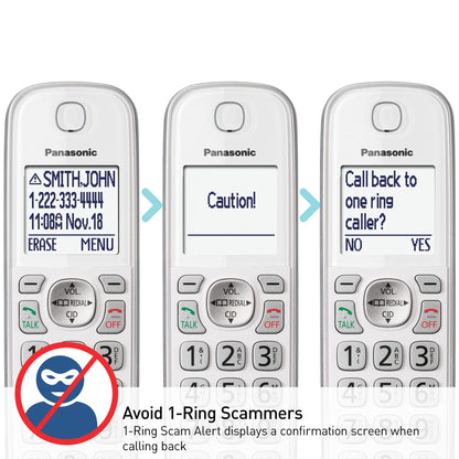 Panasonic Cordless Phone with Answering Machine, Link2Cell Bluetooth Home Phones, Voice Assistant and Advanced Call Blocking, Expandable System with 3 Handsets - KX-TGD863W (White)