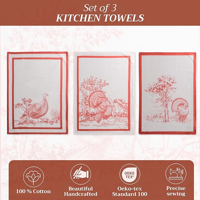 Maison d' Hermine Kitchen Towels Set of 3 100% Cotton 20" x 27.5" Reusable