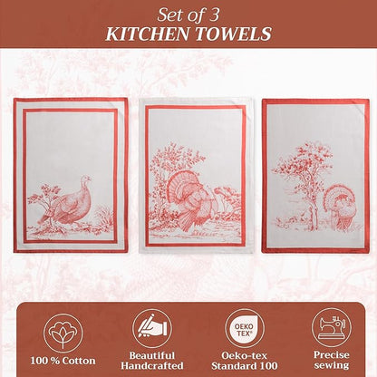 Maison d' Hermine Kitchen Towels Set of 3 100% Cotton 20" x 27.5" Reusable