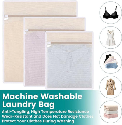 6Pcs Durable Cotton Mesh Laundry Bags