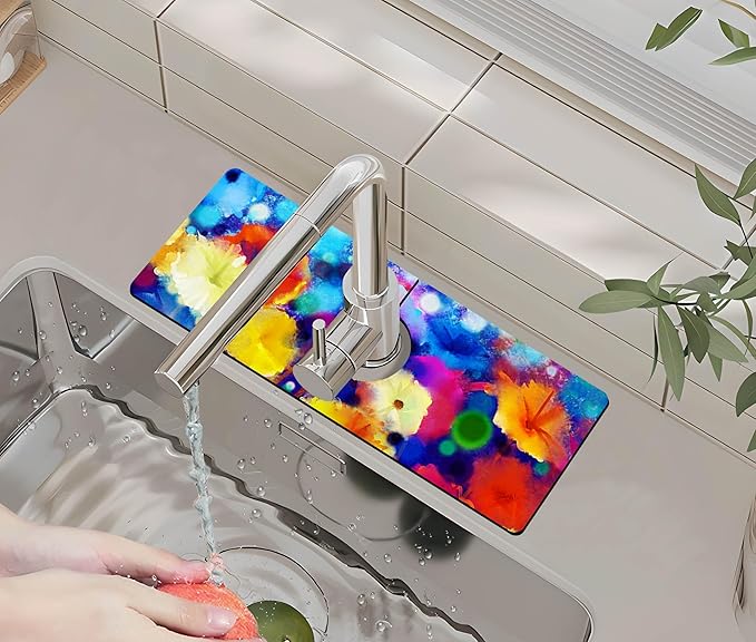 Kitchen Sink Splash Guard Faucet Mat -1 PC Super Absorbent Fast Drying Mat Sink