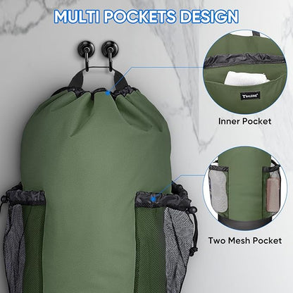 BALEINE 2PK 150L Laundry Bag Backpack, 900D Oxford Fabric Large Travel Laundry Bags with Shoulder Straps and 2 Mesh Pockets for College Dorm, Apartment, Laundromat (Green, 150L)